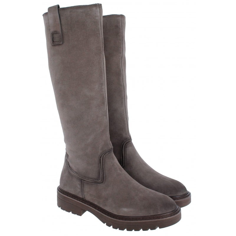 Suede knee high boots taupe online